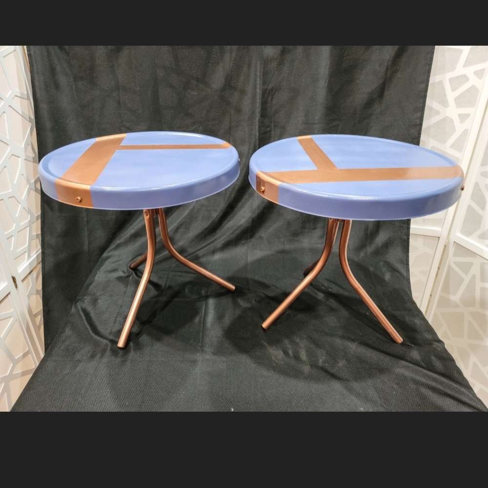 2 Painted Side Tables, Indoor/Outdoor, Patio, MCM - Mid Century Modern
